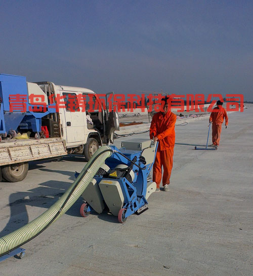 混凝土拋丸處理，橋面施工現場