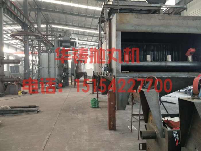 關(guān)注拋丸機價格及質(zhì)量，設(shè)備生產(chǎn)現(xiàn)場圖